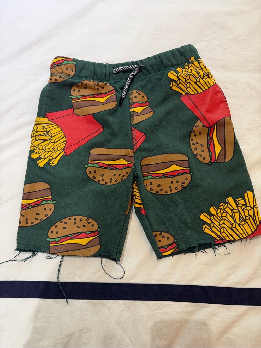 Appaman Green Burger & Fries Print Stretch-Waist Shorts